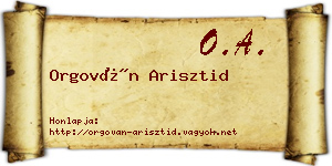 Orgován Arisztid névjegykártya
